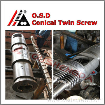 55/110 conical twin screw barrel for plastic extrusion(conical twin screws and barrel/cylinder for pipe/profile extruder)